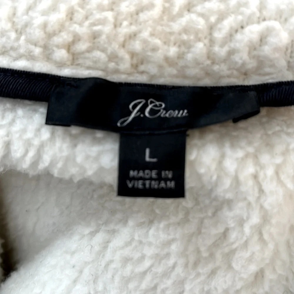 J Crew Women’s Cream Fleece Sherpa Teddy Polartech Jacket Size Large